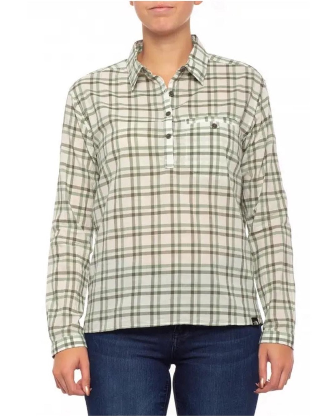 The North Face Green & White Plaid Button-Front Shirt